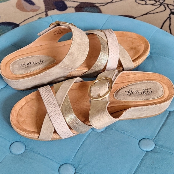 Women's Beige and Gold Sandals - Picture 1 of 5